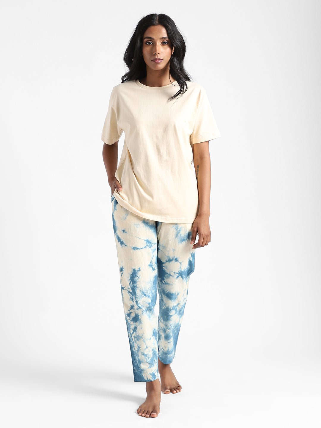 Indigo Blue Women's Organic Cotton & Natural Dyed Slim Fit Tie & Dye Pants