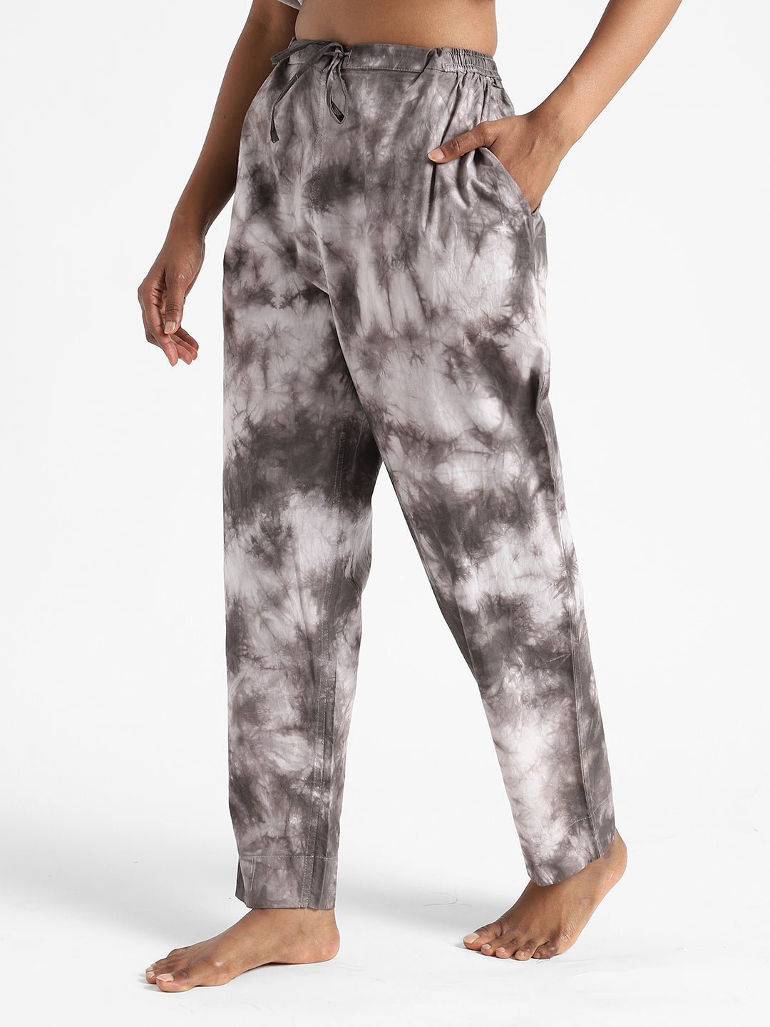 Iron Black Women's Organic Cotton & Natural Dyed Slim Fit Tie & Dye Pants