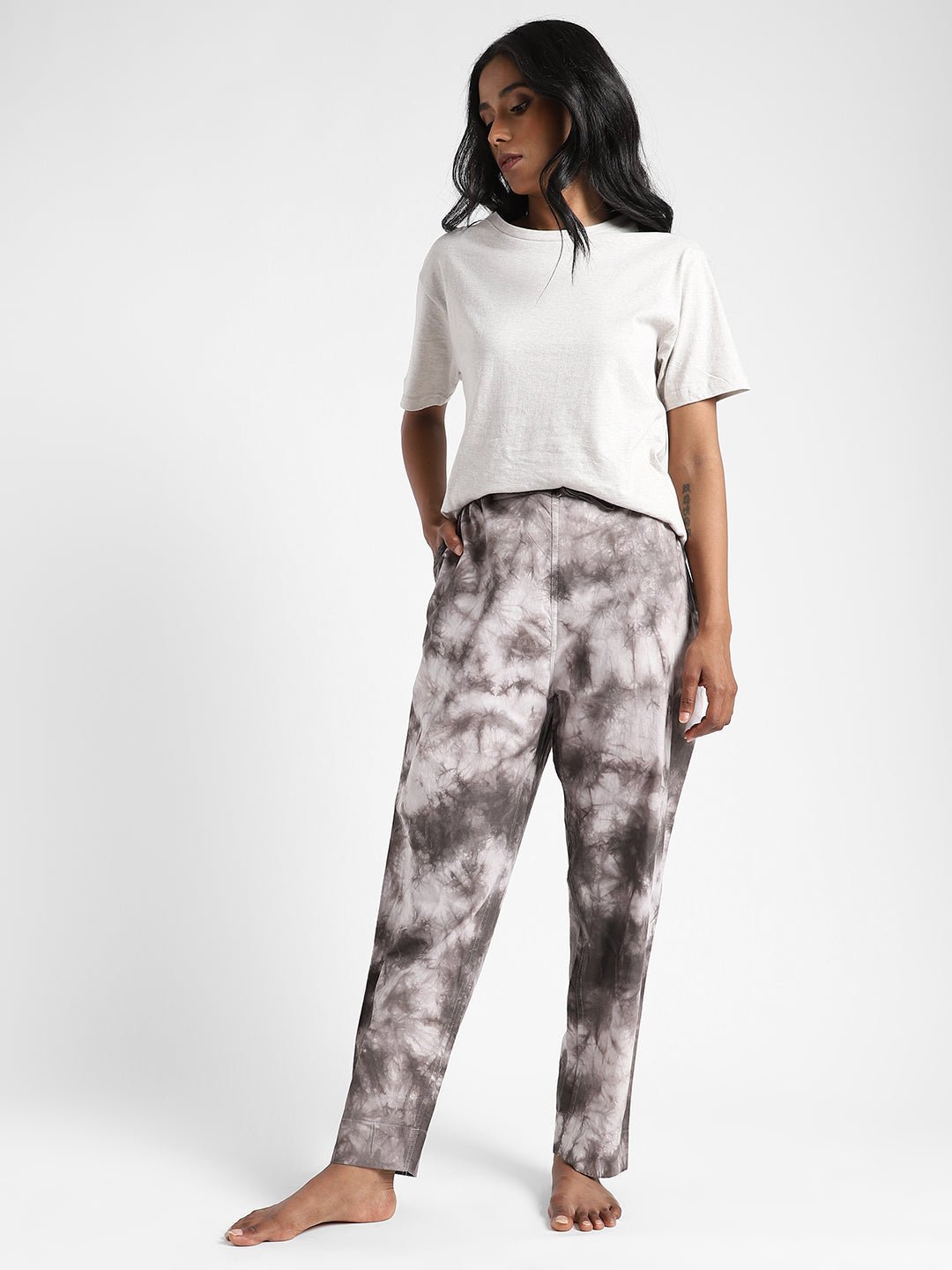 Iron Black Women's Organic Cotton & Natural Dyed Slim Fit Tie & Dye Pants