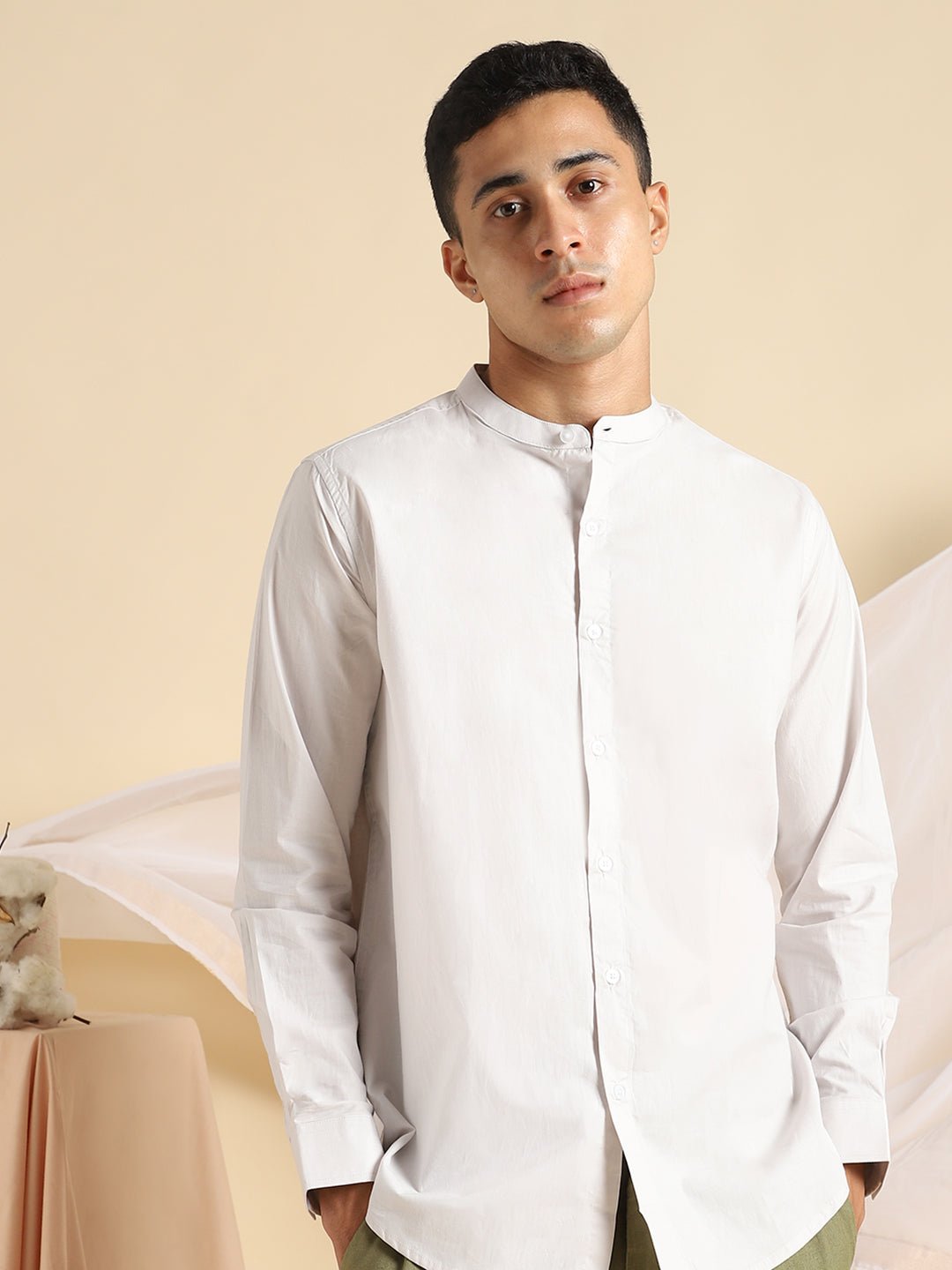 Ash Grey Mens Organic Cotton & Naturally Dyed Round Neck Shirt