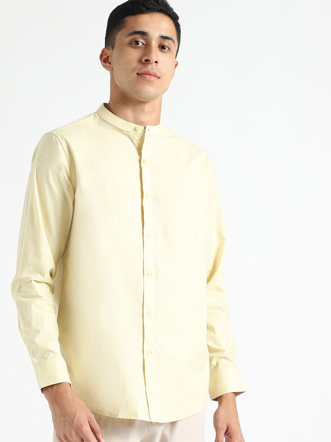 Lemon Yellow Mens Organic Cotton & Naturally Dyed Round Neck Shirt