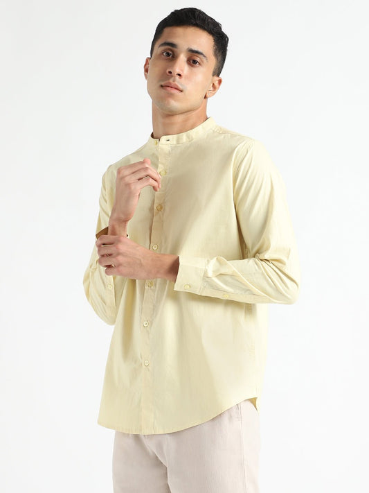 Lemon Yellow Mens Organic Cotton & Naturally Dyed Round Neck Shirt