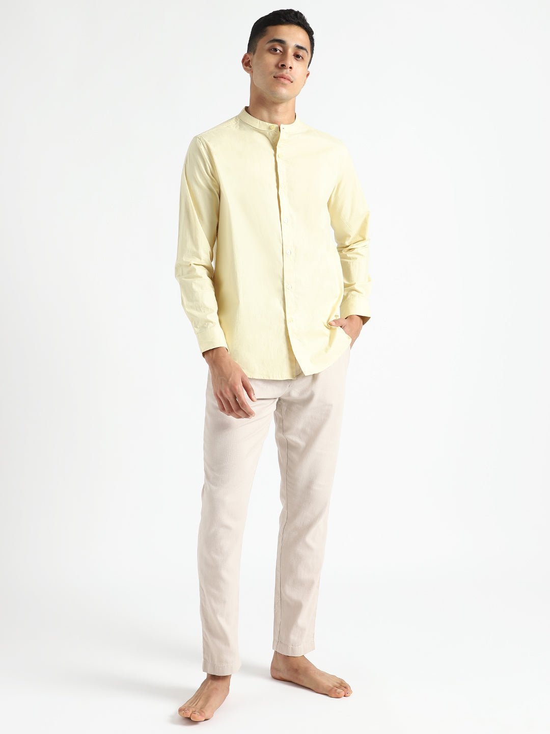 Lemon Yellow Mens Organic Cotton & Naturally Dyed Round Neck Shirt