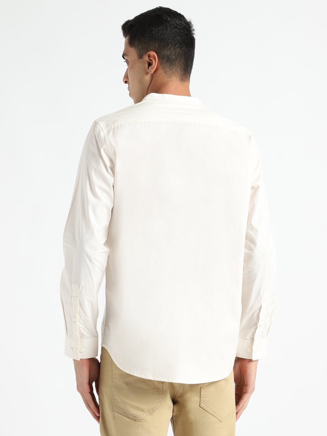 Light Cream Mens Organic Cotton & Naturally Dyed Round Neck Shirt