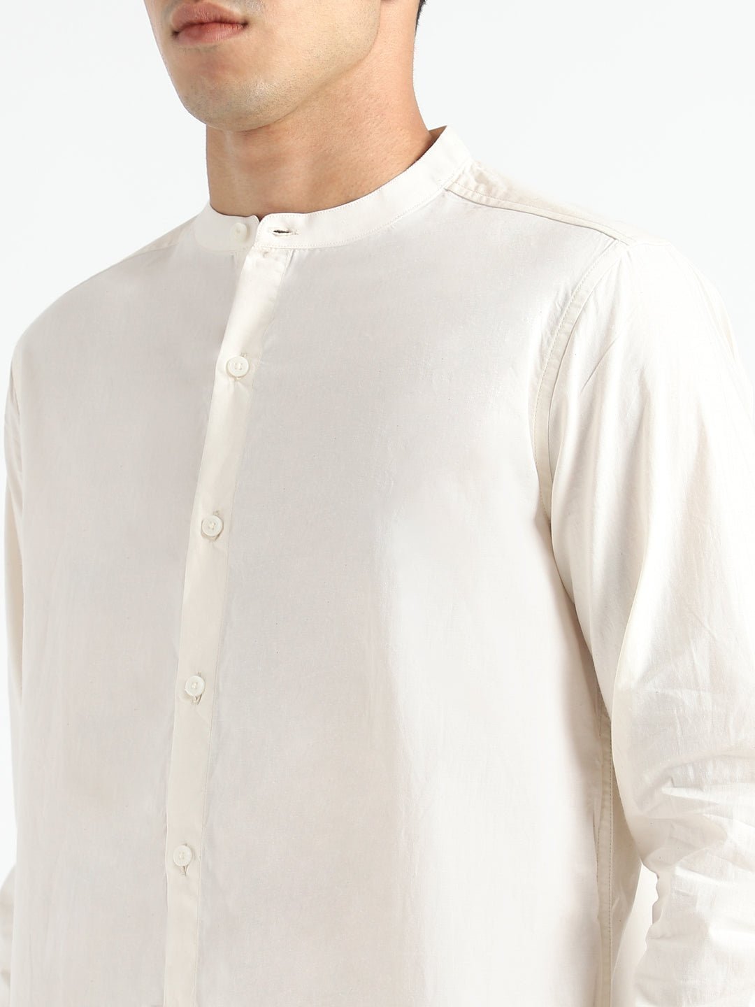 Light Cream Mens Organic Cotton & Naturally Dyed Round Neck Shirt