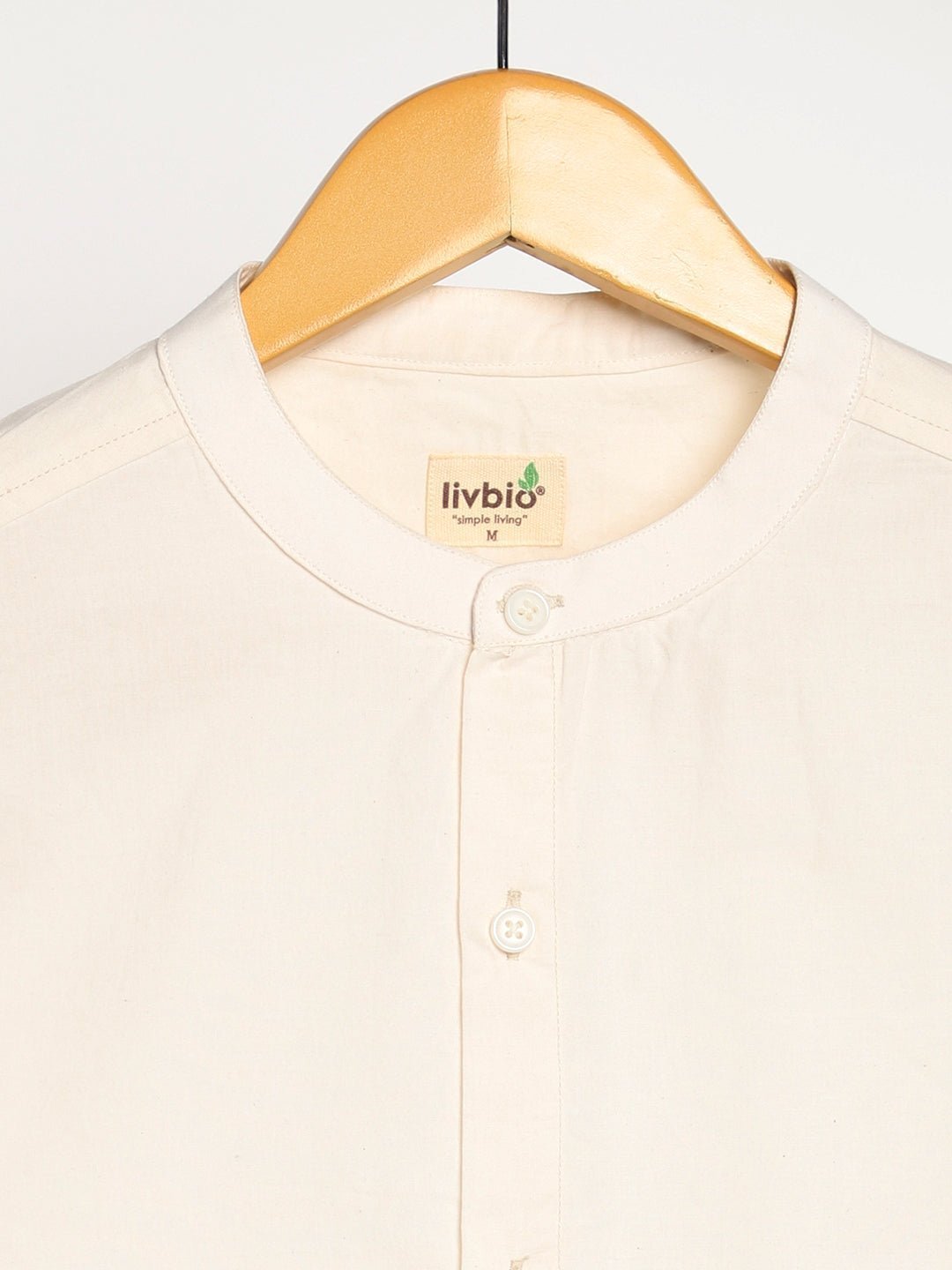 Light Cream Mens Organic Cotton & Naturally Dyed Round Neck Shirt