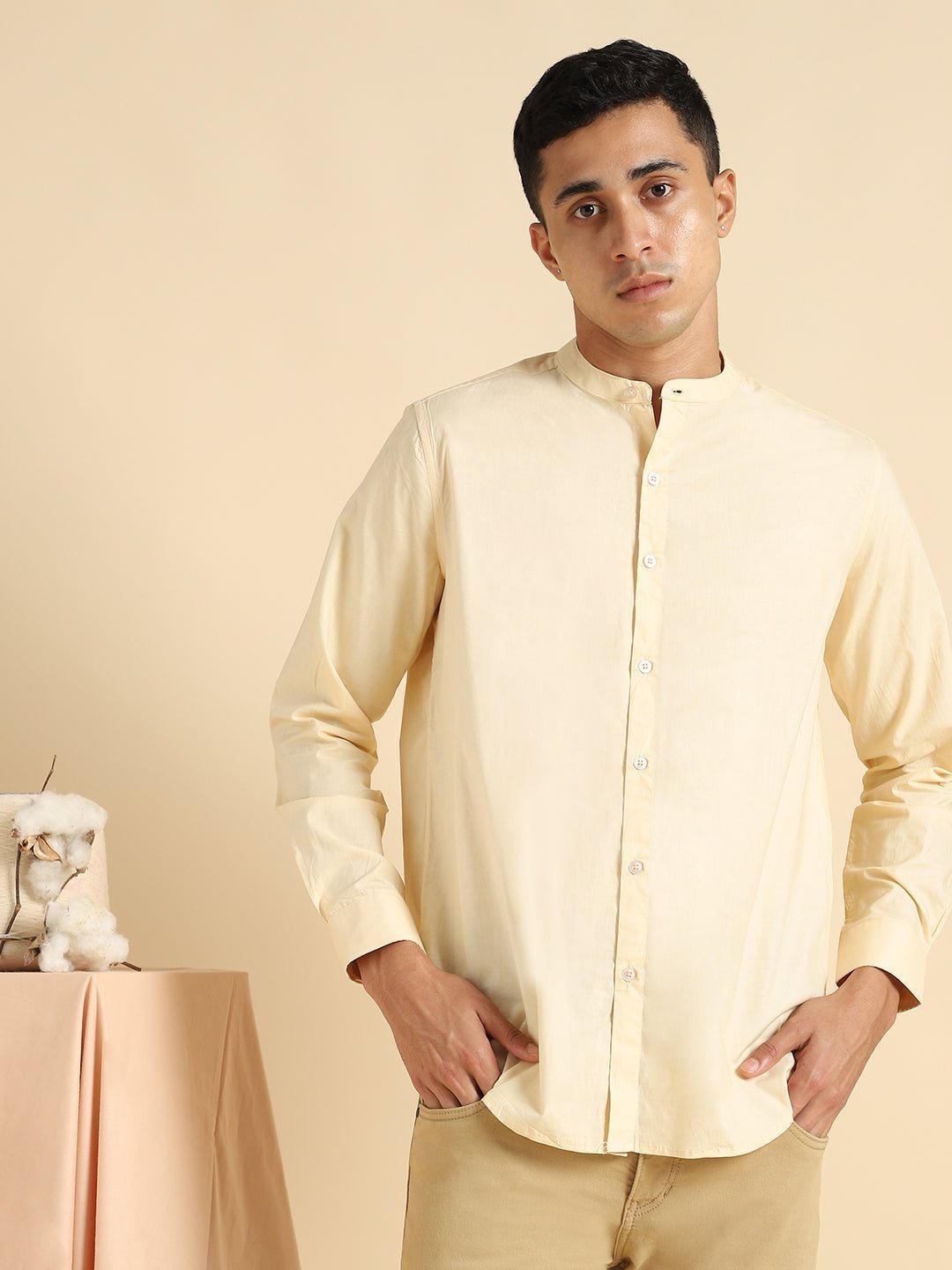 Pale Apricot Mens Organic Cotton & Naturally Dyed Round Neck Shirt