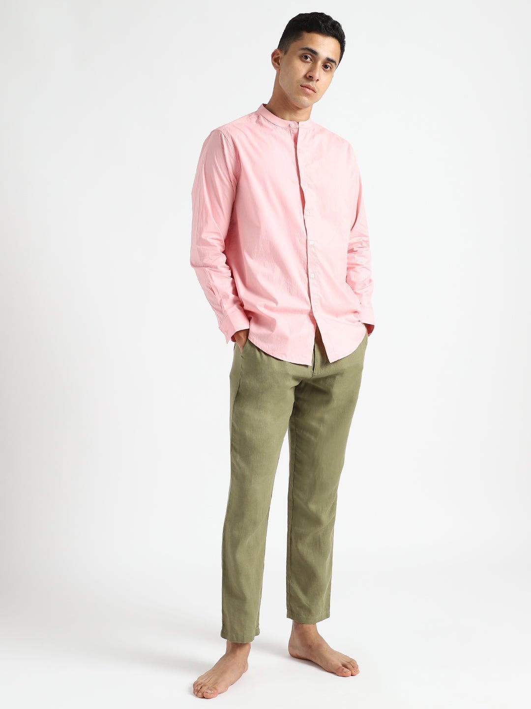 Pink Mens Organic Cotton & Naturally Dyed Round Neck Shirt