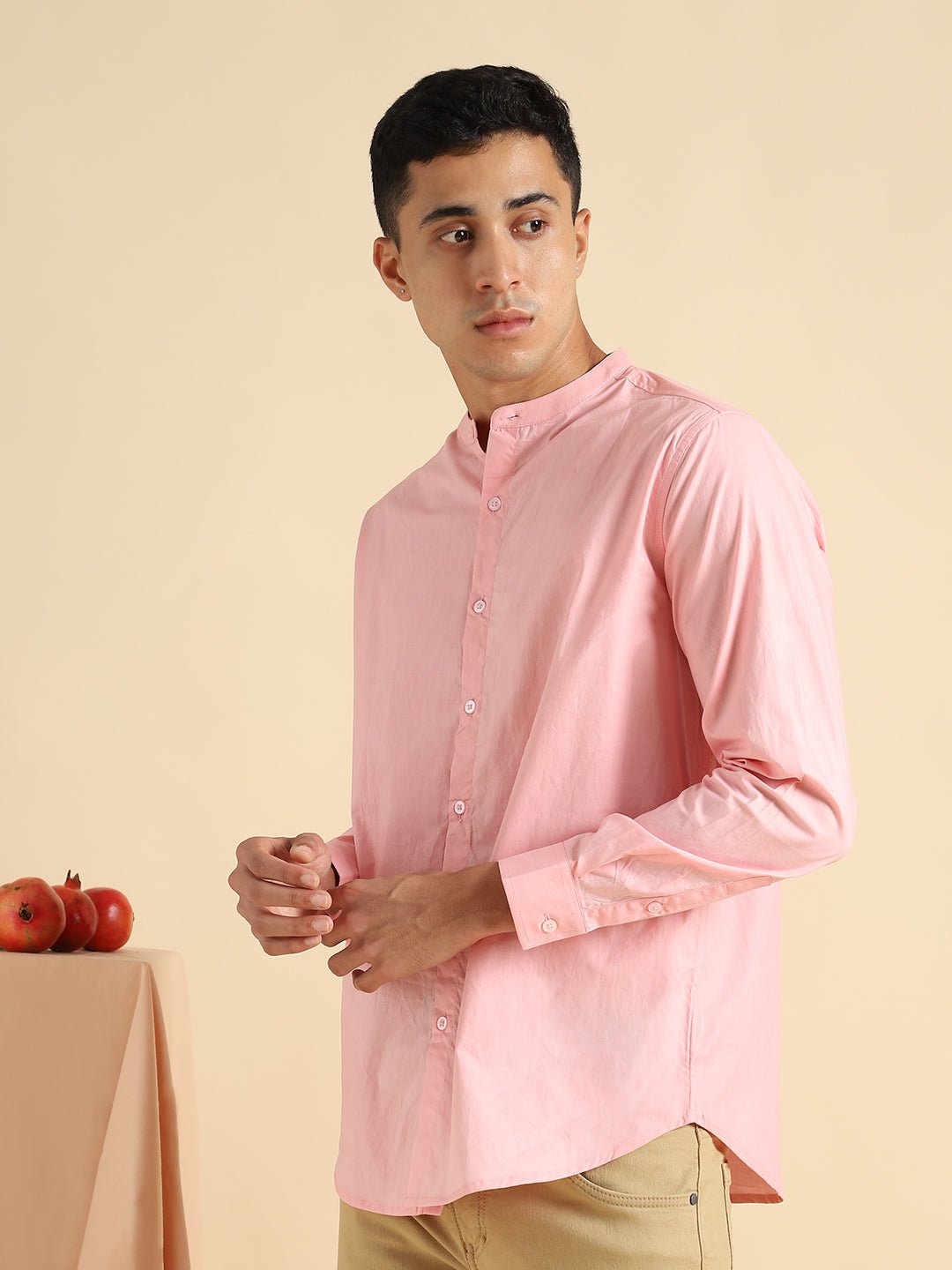 Pink Mens Organic Cotton & Naturally Dyed Round Neck Shirt